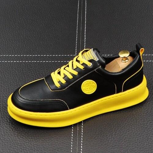 CuddlyIIPanda New Luxury Designer Men Leisure Yellow White Shoes Spring Autumn Thick Bottom Sneakers Male Youth Trending Shoes