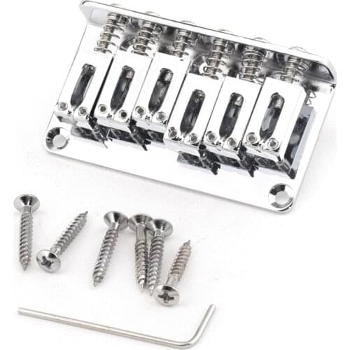 Musiclily Pro 52.5mm 6 String Electric Guitar Hardtail Fixed Bridge, Chrome