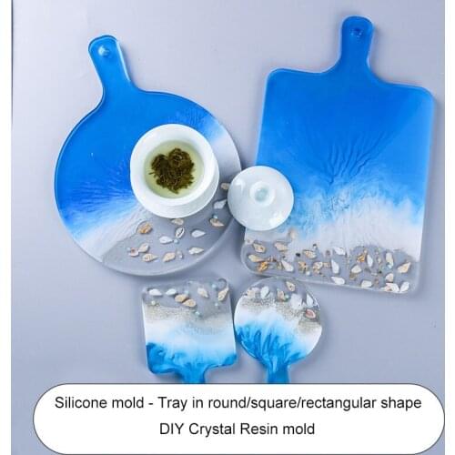 Enablefancy - Resin Mold Shape Tray Rectangle Round Square Silicone Mold Home Decoration Tabletop Resin Crafts