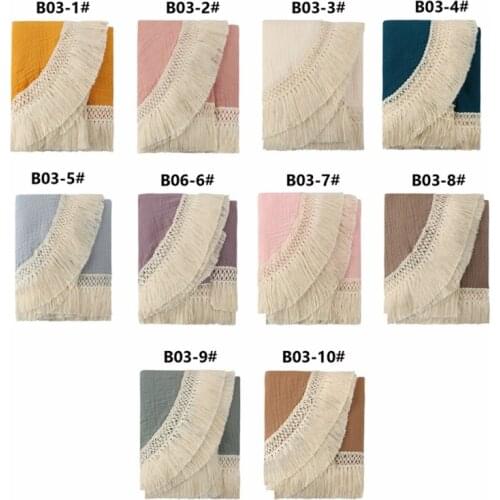 Cotton Newborn Tassel Blankets Swaddle Warp Baby Photography Props Bath Towel