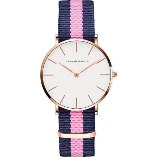 Classic Rose Red Dark Blue Nylon Strap Japan Quartz Movement Fashion Casual Wrist Watch Fabric thin Canvas Wristwatch For Women