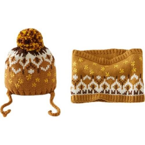 Hat Scarf Set Girl Winter Earflap Beanie Pompom Fleece Warm Autumn Skiing Accessory For Baby Toddlers
