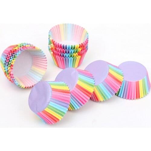 100 PVC bucket rainbow oil-proof cake paper cups high temperature resistant baking mold muffin cake chocolate tray
