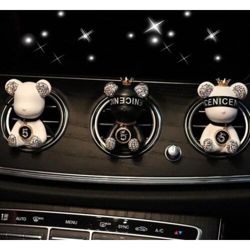 Creative crown diamond cute bear car violence bear fragrance perfume clip air outlet aroma car decoration air fresher