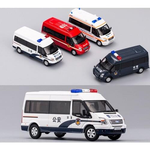 1/64 Ford Transit Van Police Car 120 Ambulance Simulation Alloy Car Model Collection Decoration Gift