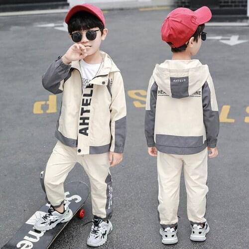 Fashion Spring Autumn Childrens Clothes Baby Boys Coat + Pants 2pcs/Set Kids School Beach Costume Teenage Clothing High Quality