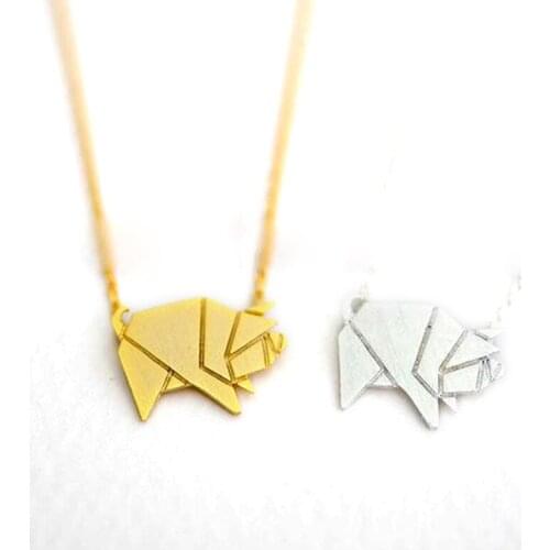 Fashion pig pendant necklaces Lovely origami pig necklaces Geometric rules of pig pendant necklaces for women