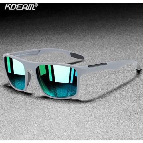 KDEAM Square Polarized Sunglasses Men Fishing Outdoor Sports Sun Glasses Photochromic Lens Goggles Super Light Frame CE X11