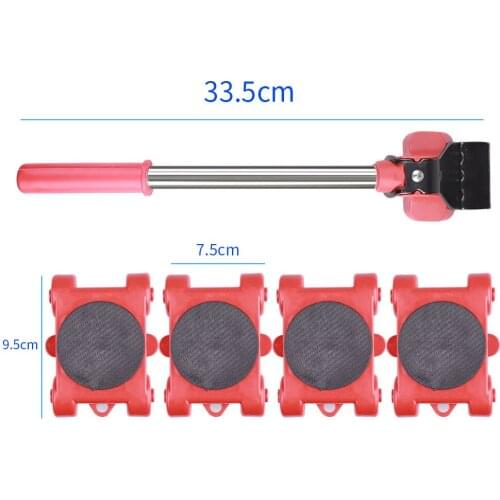 Furniture Mover Tool Set Transport Lifter Heavy Stuff Moving Set with 4 Wheels Mover Roller Bar Moving Device Tools