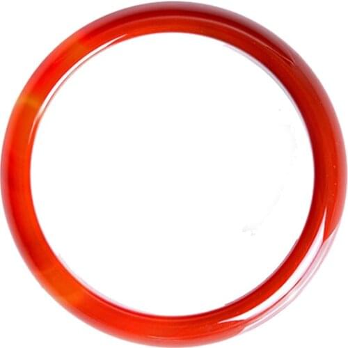 Natural round thin bright red jade bracelet with ice penetration free shipping