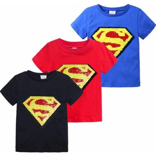 New Fashion Sequin Baby Boys Girls T-shirt For Summer Children Short Sleeve T-shirts Kids Cotton Casual Clothing Boy Girl Tops