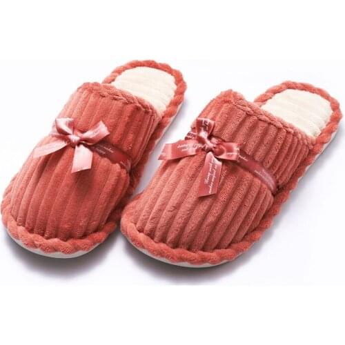 2018 New Womens Cotton Slippers Home Warm Cotton Drag Men and Womens Indoor Winter Non-slip Slippers