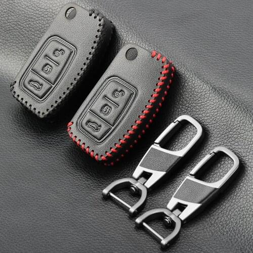 New Design Leather Cover for Ford Fiesta Focus 2 Ecosport Kuga Escape Car Flip folding Remote key Case 3 Buttons