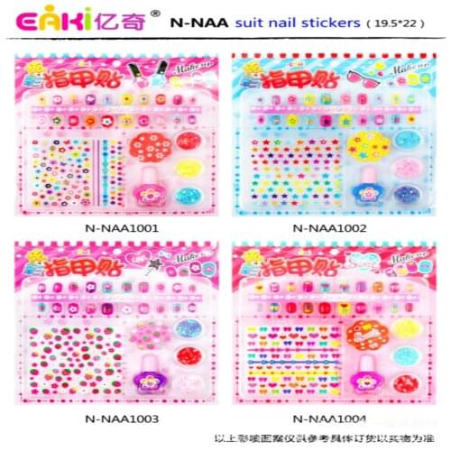 New Cartoon Fingernail Stickers Set Childrens Colorful Diamond Stickers Girls Makeup Nail Stickers Diy Toys for Girls