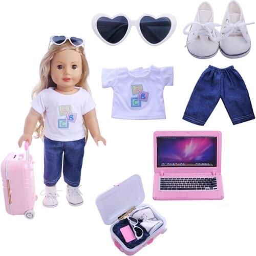 2021 New Pattern Clothes 6-Piece Travel Suit For Women Fit 18 Inch American&43cm Baby New Born Doll Clothes Accessories
