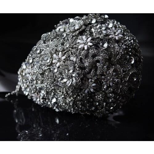 PEORCHID Luxurious Waterfall Brooch Wedding Bouquet De Novia Cascading Crystal Bouquet Beaded Bridesmaid Holding flower