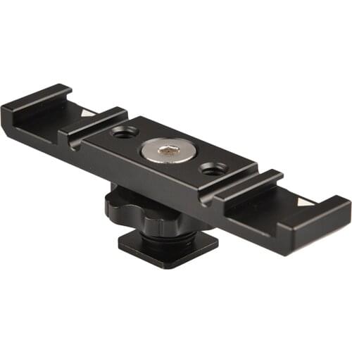 Hot Shoe Mount Plate Adapter Aluminum Dual Shoe Extension Bracket for Microphone Camera Easy and Convenient to Install and Use