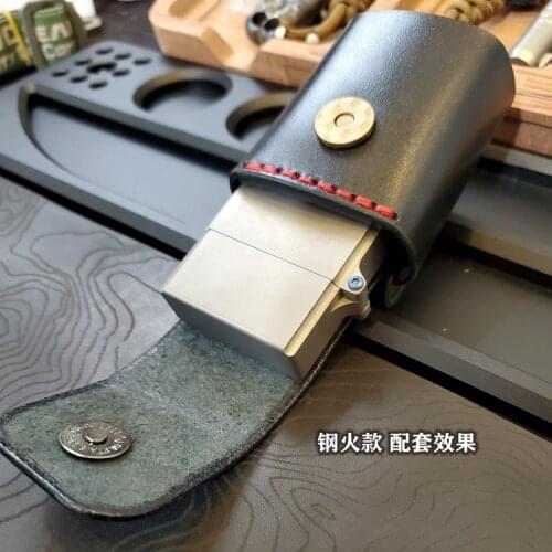 EDC Leather Vegetable Tanned Leather Cover Hand Made Pocket Holder EDC Tools Small Waist Bag