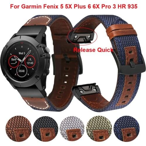 26 22MM Watchband Leather Strap for Garmin Fenix 5 5X 3 3HR Fenix 6X 6 Pro 935 MK1 Watch Quick Release Easyfit Wrist Band Correa