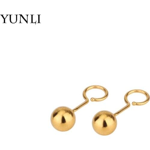 YUNLI Pure 999 24K Gold Stud Earrings Hook Earrings Buckle Design Fine Jewelry Gifts for Women ER003