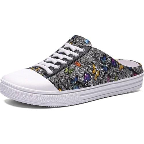 Plus Size Summer Women Slippers Butterfly--pattern Flat with Cross-tied Outside Ladies Shoes Casual Student Female Beach Slides