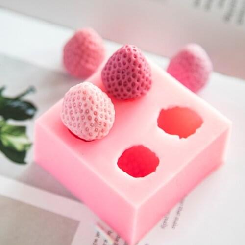 3D Strawberry Shape DIY Handmade Soap Silicone Mold Cute Aromatherapy Candle Mold Candy Chocolate Mold Cake Decorating Tool