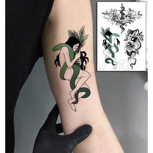 Tattoo Sticker Snake Cross Sexy Girl Rose Flower Element Temporary Fake Tatoo for Women Men Body Art