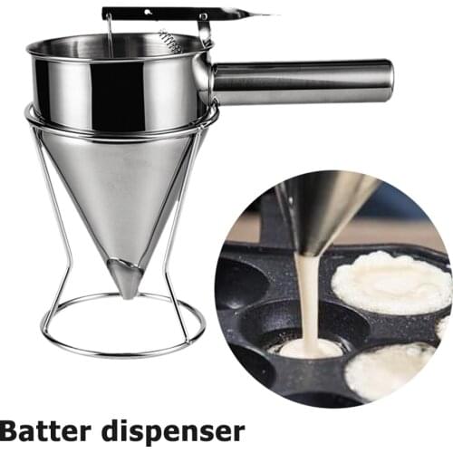 Practical Batter Piston Funnel Stainless Steel Cone-shape Paste Measurement Bracket Cream Dosing Dispenser for Kitchen