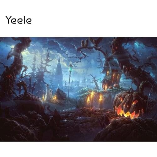 Yeele Halloween Photography Background Grunge Forest Pumpkin Lights Baby Portrait Backdrop Photographic Photocall Photo Studio