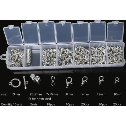 Lobster Clasps Hooks Bail Beads Toggle Clasp Set For Jewelry Making Findings Kit Beads Caps DIY Earring Necklace Bracelet Chain