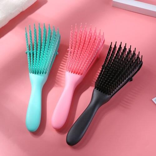 Women Hair Scalp Massage Comb Rubber Handle Wet Curly Hairdressing Hairbrush Comb Reduce Fatigue Health Care Hairstyling