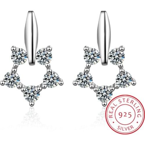 New Design Wedding Jewelry Luxury Clear AAA Austrian Zirconia Earring Elegant 925 Sterling Silver Flower Stud Earrings For Women