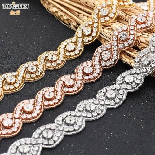 TOPQUEEN S28A Womans Party Belt Silver Rhinestone Belt Bridal Applique Wedding Belt Luxurious Diaond Belt for a Wedding Dress