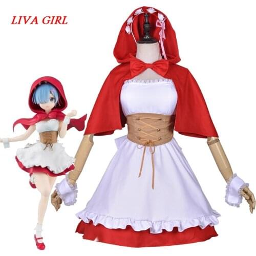 [Stock]Anime Re: Life a Different World from Zero Ram Rem Little Red Riding Hood Full Set Halloween cosplay costume for women