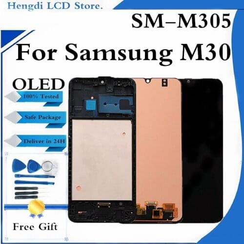 OLED LCD For Samsung M30 M305 LCD Display Touch Screen Digitizer Assembly For Samsung M30 M305F Screen Display With Tools