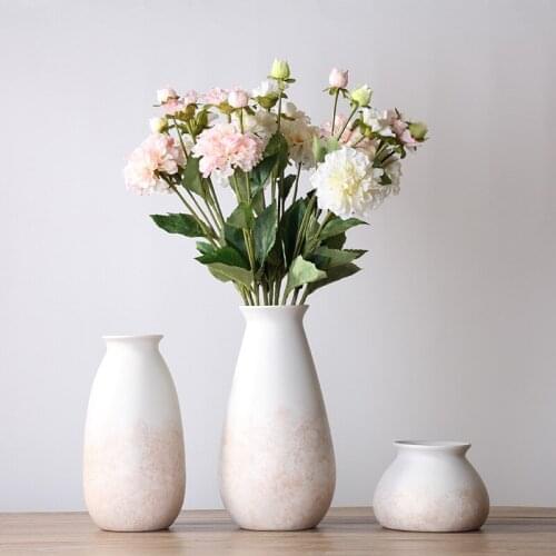 1pc Pinky White Ceramic Vase Simple European Style Flower Vases Decorative Vase for Home Table Decoration