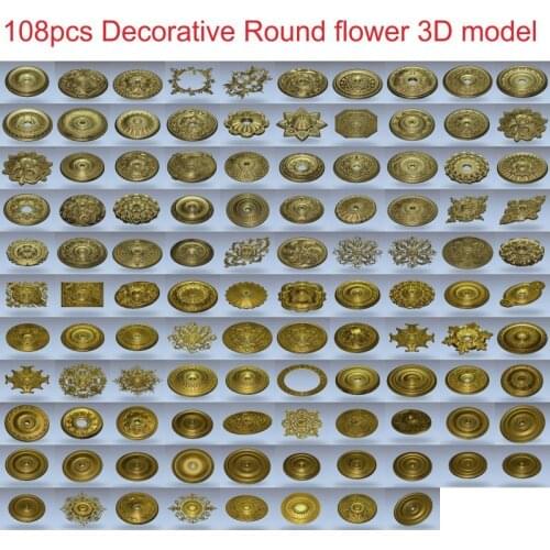 108pcs/set Decorative Round flower 3d model STL relief for cnc STL format 3d model for cnc stl relief artcam vectric aspire