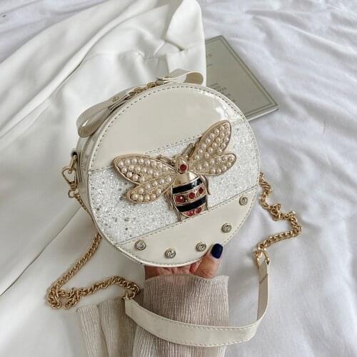 2021 New Painted Fashion Circular Chain Single Shoulder Small Round Bag Purses and Handbags Luxury Designer Lipstick Bag