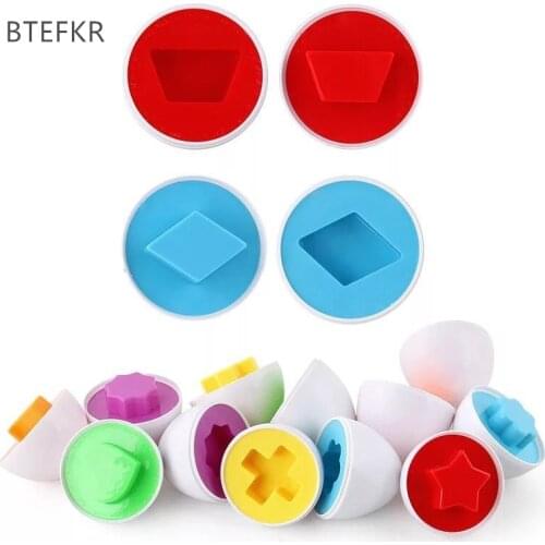 6pcs/set Kids shape recognize matching toys puzzle 3D Puzzle educational colorful eggs toys for Infant Juguetes educativos