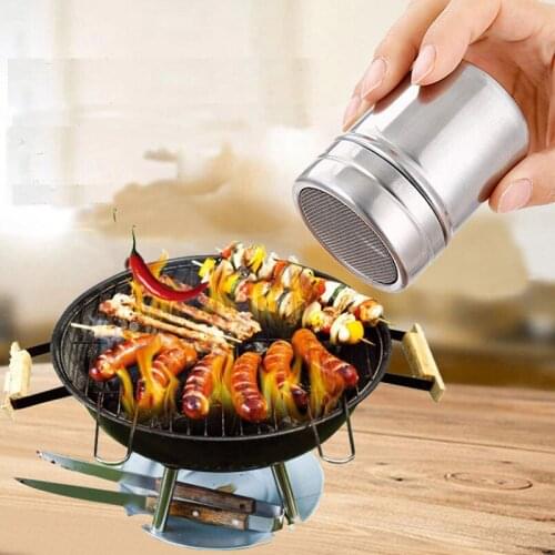 5cm Diam Stainless Steel Powder Sprinkle Extinguishers Tank Gauze Bucket Cocoa Powder Cinnamon Powder Dusting Cans