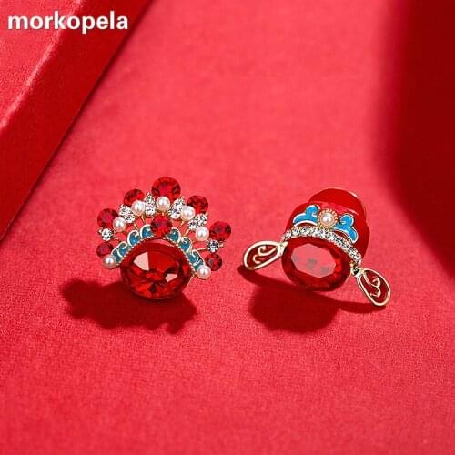 Morkopela Chinese Style Enamel Peking Opera Brooch Pin Traditional Bride And Bridegroom Brooches Jewelry