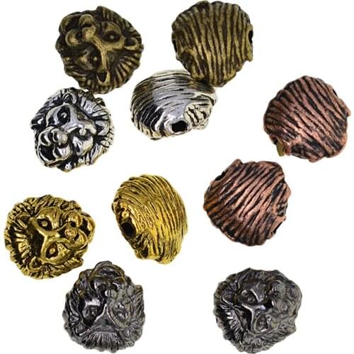 10Pcs Assorted Lion Head Spacer Beads Bracelets Charms Pendants Jewelry DIY