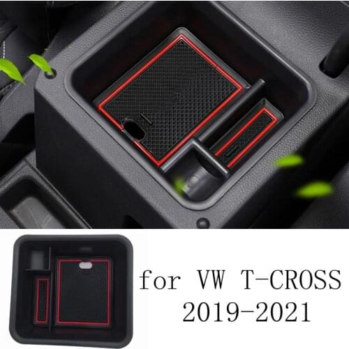 Car Central Armrest Storage Box Container Interior Stowing Tidying Accessories for Volkswagen VW T-CROSS Tcross 2021 2020 2019