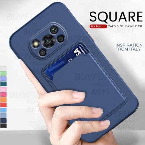 X3poco case candy color wallet card slot soft silicone phone covers for xiaomi poco poko little x 3 x3 pro nfc shockproof coque