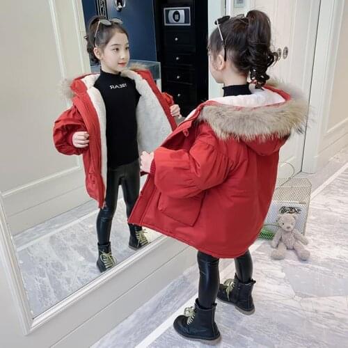 Girls Babys Coat Jacket Outwear 2021 Loose Thicken Winter Plus Velvet Warm Cotton Mink Fleece High Quality Childrens Clothing