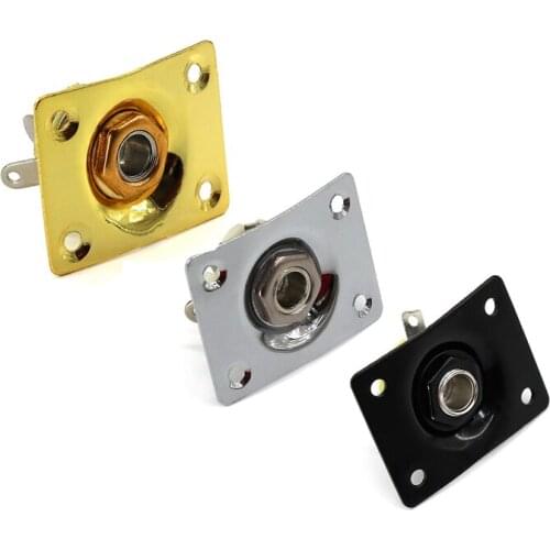 Electric guitar electric bass metal rectangular jack audio output jack seat fixed gasket with radian black gold and silver