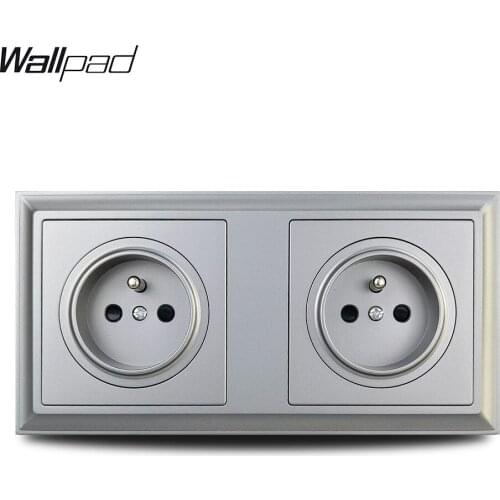 French Socket Wallpad Grey Wall Electrical Power Outlet Grounding Pin L6-P70 Plastic 172 * 86 mm 16A EU Socket
