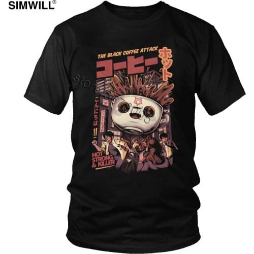 Harajuku Black Magic Coffee T shirt Crazy Japanese Kaiju Monster T-Shirt Short Sleeve Cotton Casual Tee Men Trendy Tops Apparel