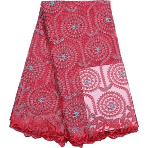 JNP Newest High Quality French Nigerian Net Lace Fabrics with Sequins for Wedding Tulle 5Yards