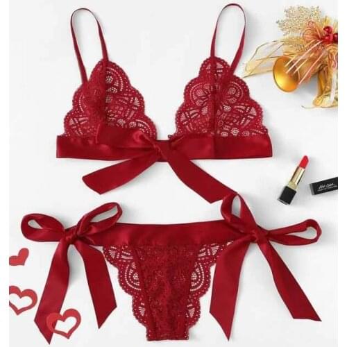 Lace Sexy Lingerie Wireless Bra Set Erotic Lace Seamless Backless Vest Adjusted-straps Floral Soft Comfortable Underwear Set
